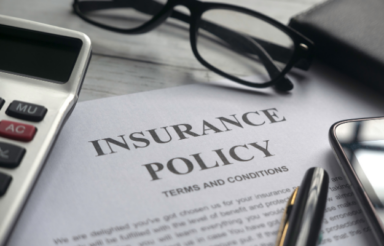 Insurance document with highlighted missing sections and gaps emphasized