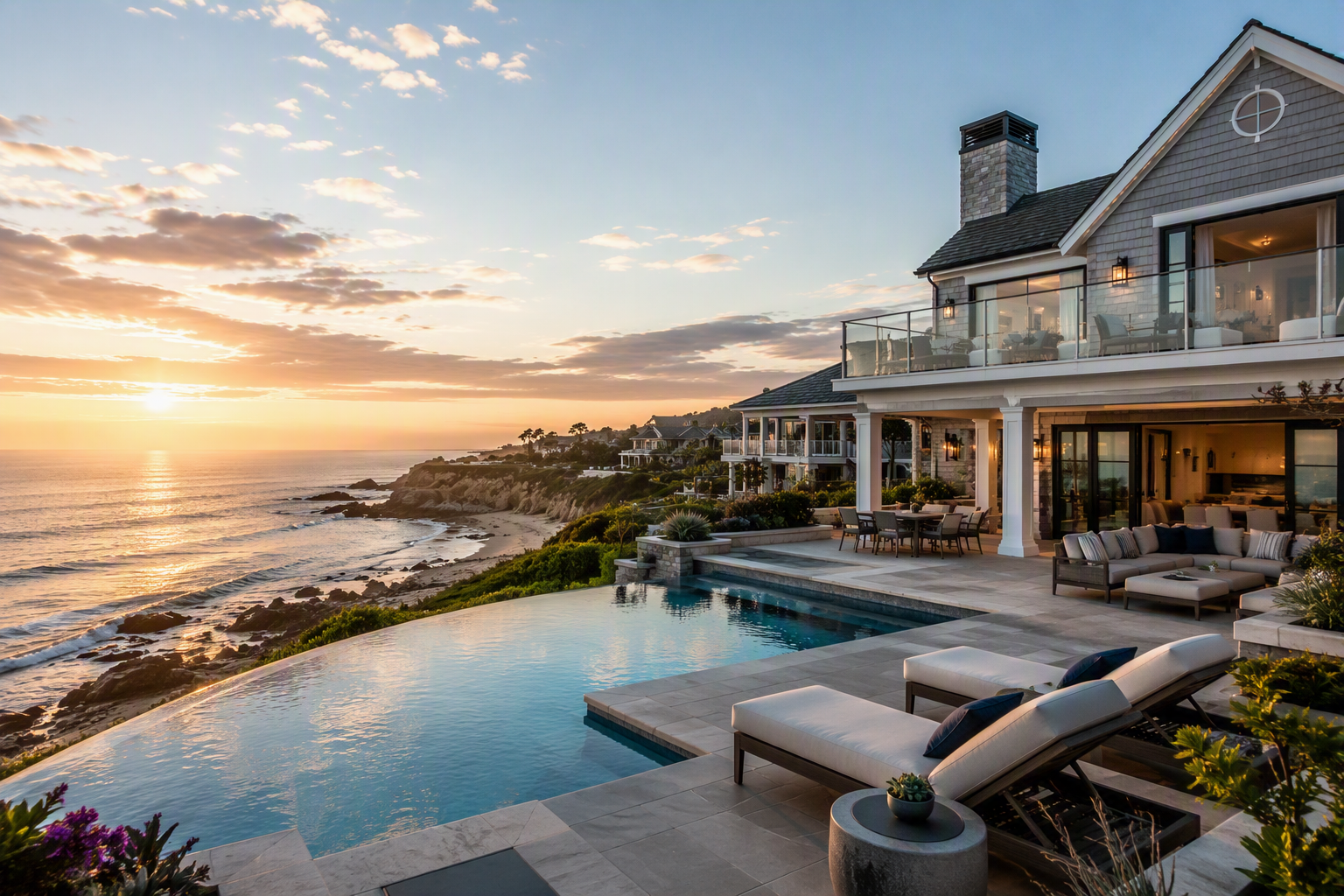 Luxury coastal estate representing high net worth home insurance considerations