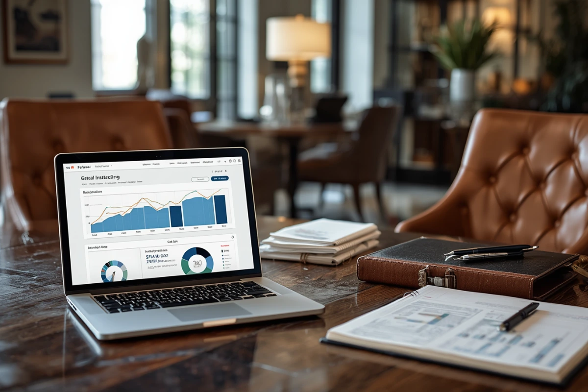 Luxury executive workspace representing marketing support for private client insurance producers